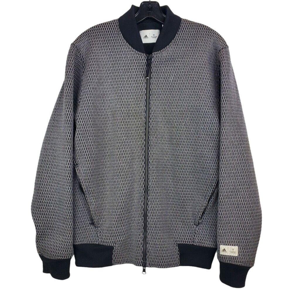 ADIDAS Jacket REIGNING CHAMP Adult Small Gray Spacer Mesh Bomber Full-Zip